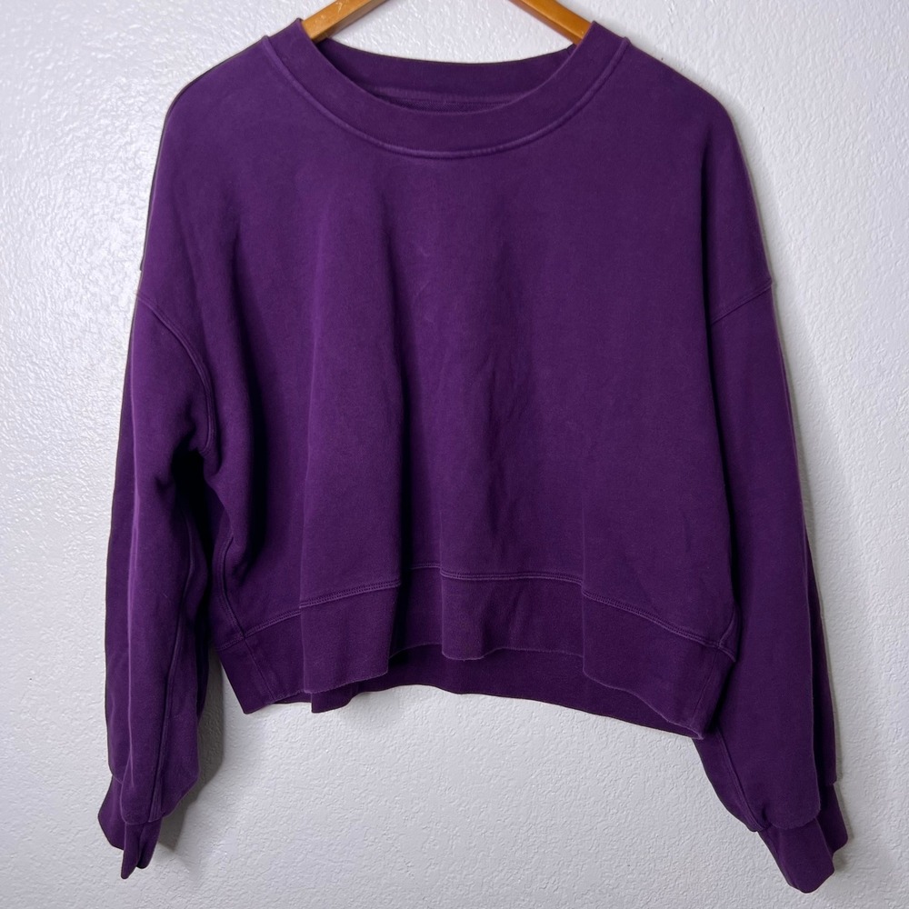 Lululemon Perfectly Oversized Crop Crew Purple Sweatshirt Size 8 - Picture 2 of 5